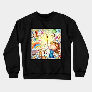 Girl with the Magic Pencil . Crewneck Sweatshirt